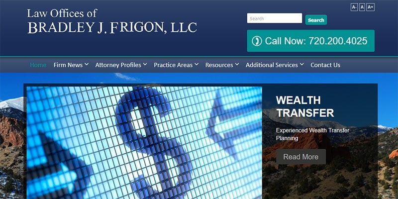 Website for the Law Offices of Bradley J. Frigon