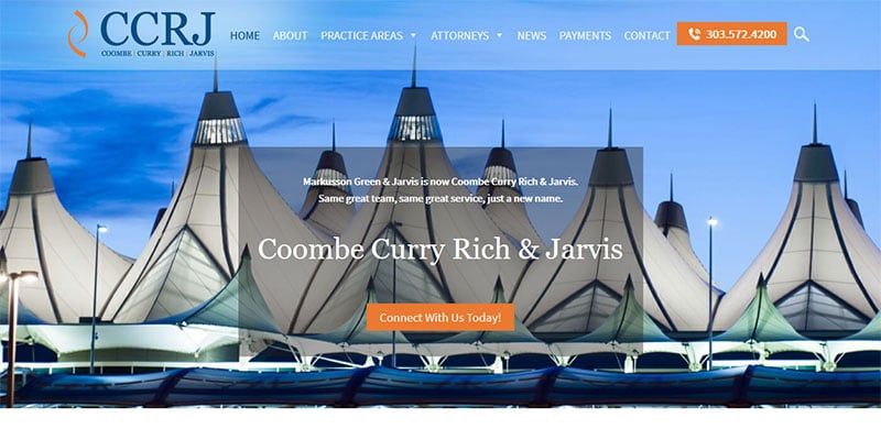 Website for Coombe Curry Rich & Jarvis Colorado Law Firm