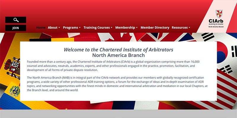 Chartered Institute of Arbitrators North American Branch website.